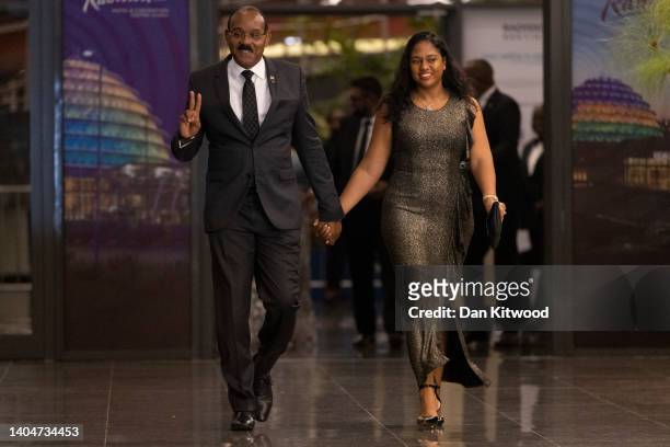 Gaston Browne, the Prime Minister of Antigua and Barbuda and his wife Maria Browne arrive for a welcome reception and state banquet hosted by the...
