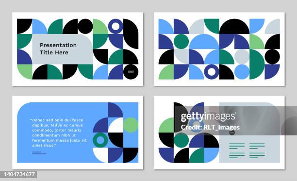 presentation design layout set with abstract geometric graphics — clyde system, ipsumco series - dynamic business stock illustrations