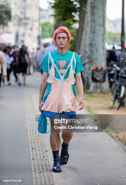 Yu Masui seen outside Rick Owens during Paris Fashion Week - Menswear Spring/Summer 2023 on June 23, 2022 in Paris, France.