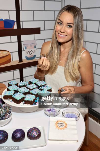 Lauren Conrad enjoying delicious Planet Oat Oatmilk at The Planet Oat Marketplace pop-up, Thursday, June 23 in New York, NY.