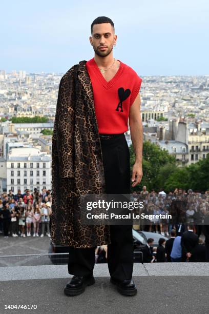 Mahmood attends the AMI - Alexandre Mattiussi Menswear Spring Summer 2023 show as part of Paris Fashion Week on June 23, 2022 in Paris, France.