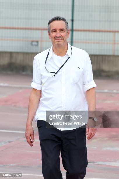 Dries Van Noten walks the runway during the Dries Van Noten Menswear Spring Summer 2023 show as part of Paris Fashion Week on June 23, 2022 in Paris,...