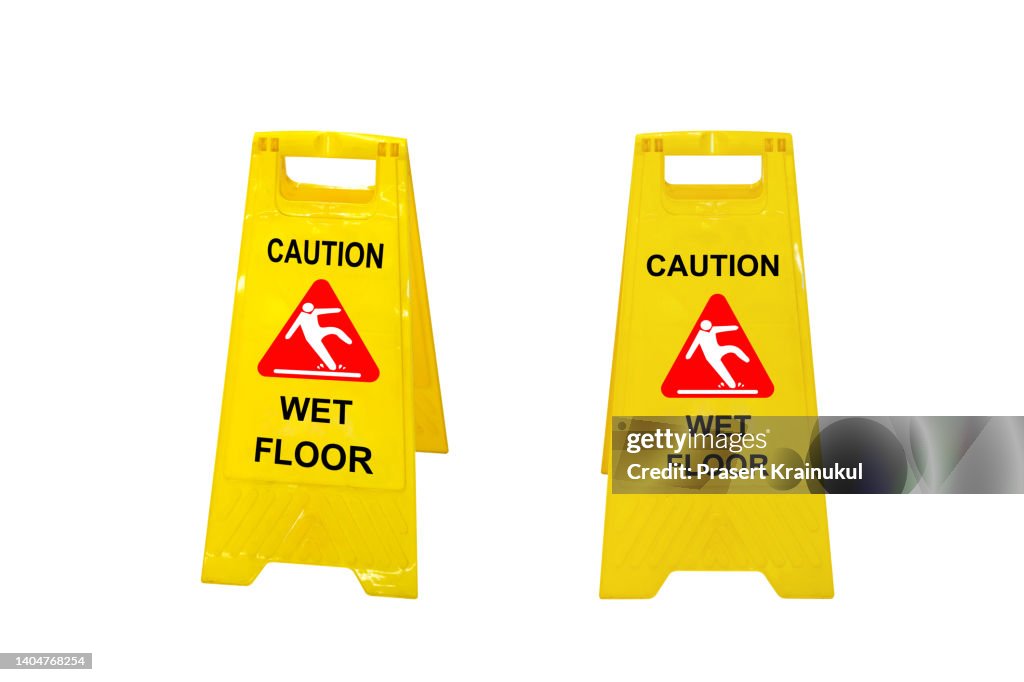 Wet Floor Sign isolated on white with clipping path