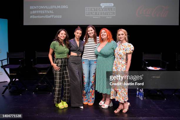 Chelsea Javier, Angela Sarafyn, Geena Davis, Ashlie Atkinson and Brianne Howey pose for a photo during Geena and Friends at the Bentonville Film...