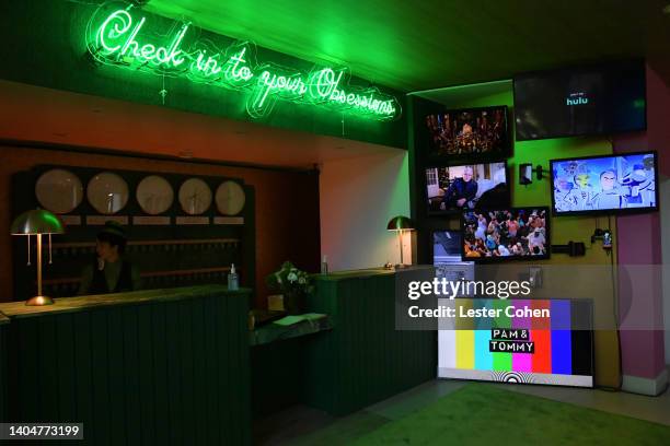 Check-in counter is seen at The Hulu Motel at Sportsmen’s Lodge on June 23, 2022 in Studio City, California.