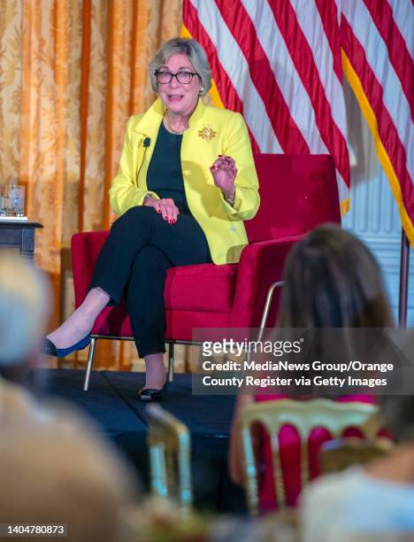 Yorba Linda, CA Former U.S. Commerce Secretary Barbara Franklin speaks during a luncheon at the Richard Nixon Presidential Library and Museum in...