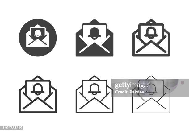 notification letter icons - multi series - exchanging rings stock illustrations