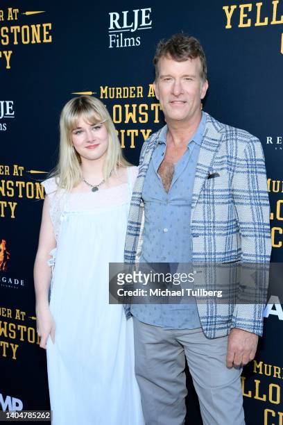 Harlow Jane and actor Thomas Jane attend the premiere of "Murder At Yellowstone City" at Harmony Gold on June 23, 2022 in Los Angeles, California.