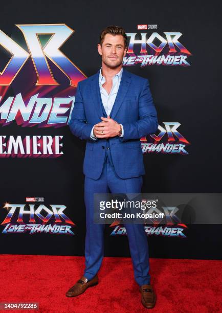 Chris Hemsworth attends the Marvel Studios "Thor: Love And Thunder" Los Angeles Premiere at El Capitan Theatre on June 23, 2022 in Los Angeles,...
