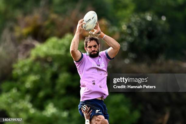 Sam Whitelock runs through drills during a training session at Kerikeri Rugby Ground on June 24, 2022 in Kerikeri, New Zealand.