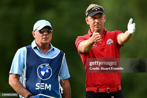 Marcel Siem of Germany and his caddie Kyle Roadley on 11th tee during the second round of the BMW International Open at Golfclub Munchen Eichenried...