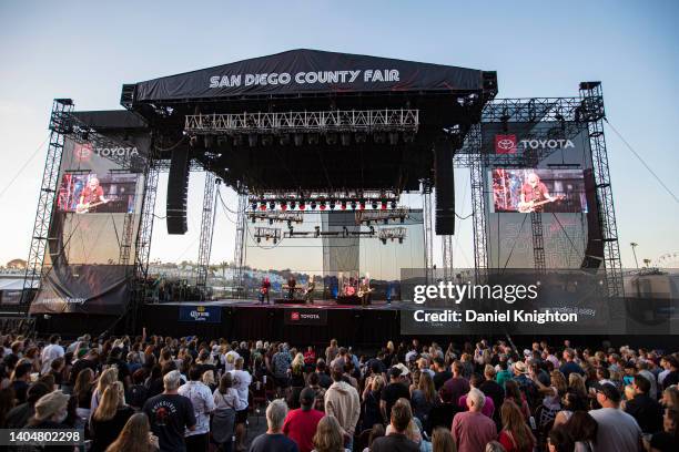 Musicians John Rzeznik and Robby Takac of Goo Goo Dolls perform on stage at San Diego County Fair at Del Mar Fairgrounds on June 23, 2022 in Del Mar,...