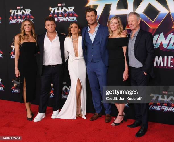 Samantha Hemsworth, Luke Hemsworth, Elsa Pataky, Chris Hemsworth, Leonie Hemsworth and Craig Hemsworth attend Marvel Studios "Thor: Love And Thunder"...