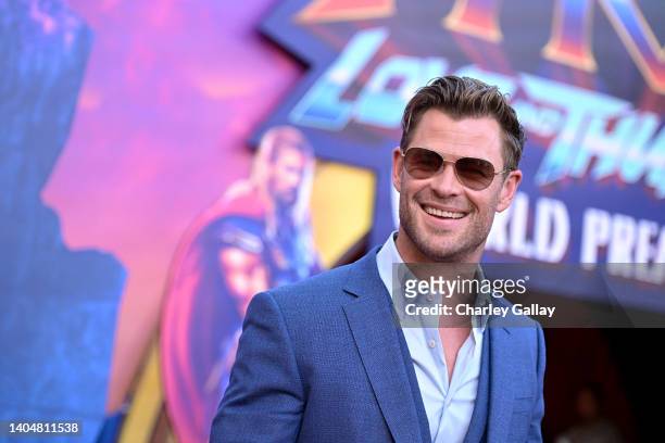 Chris Hemsworth attends the Thor: Love and Thunder World Premiere at the El Capitan Theatre in [Hollywood], California on June 23, 2022.