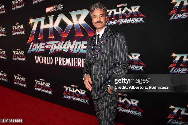 Taika Waititi attends the Thor: Love and Thunder World Premiere at the El Capitan Theatre in [Hollywood], California on June 23, 2022.