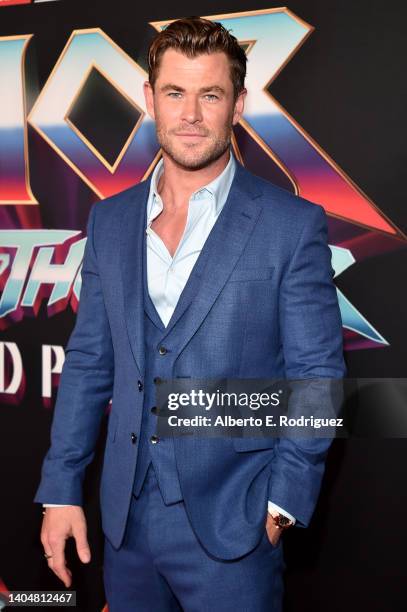 Chris Hemsworth attends the Thor: Love and Thunder World Premiere at the El Capitan Theatre in [Hollywood], California on June 23, 2022.