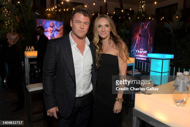 Luke Hemsworth and Samantha Hemsworth attend the Thor: Love and Thunder World Premiere at the El Capitan Theatre in [Hollywood], California on June...