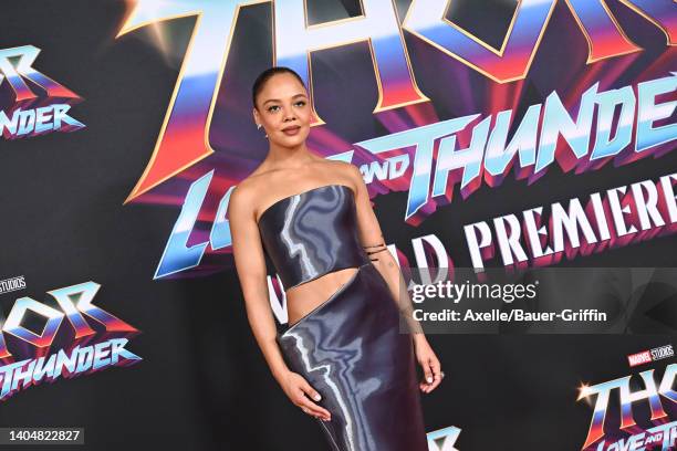 Tessa Thompson attends Marvel Studios "Thor: Love and Thunder" Los Angeles Premiere at El Capitan Theatre on June 23, 2022 in Los Angeles, California.