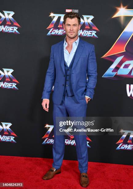 Chris Hemsworth attends Marvel Studios "Thor: Love and Thunder" Los Angeles Premiere at El Capitan Theatre on June 23, 2022 in Los Angeles,...