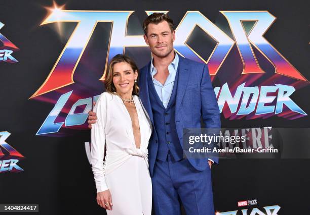 Elsa Pataky and Chris Hemsworth attend Marvel Studios "Thor: Love and Thunder" Los Angeles Premiere at El Capitan Theatre on June 23, 2022 in Los...
