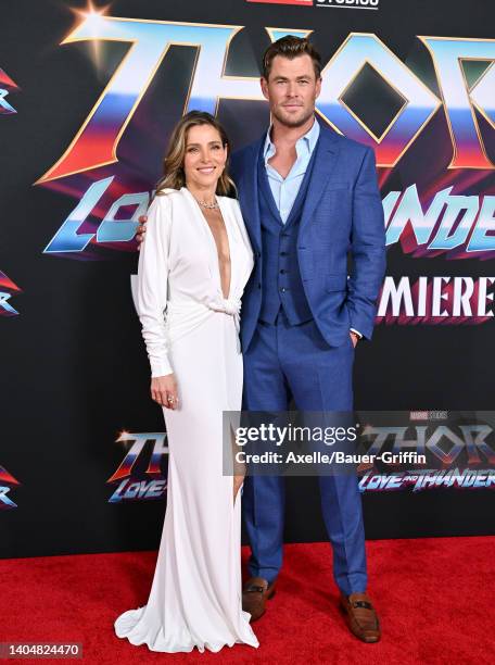 Elsa Pataky and Chris Hemsworth attend Marvel Studios "Thor: Love and Thunder" Los Angeles Premiere at El Capitan Theatre on June 23, 2022 in Los...