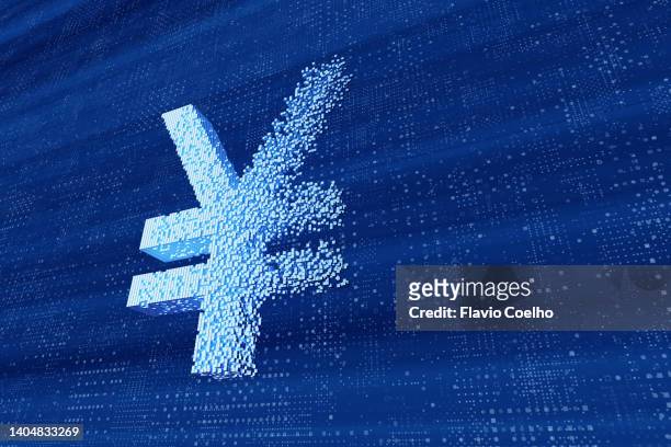 yen or yuan sign disappearing - yuan symbol stock-fotos und bilder