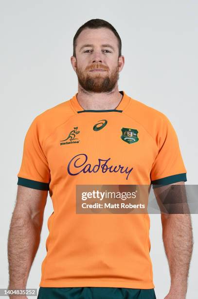 Jed Holloway poses during the Australian Wallabies team headshots session on June 24, 2022 in Sunshine Coast, Australia.