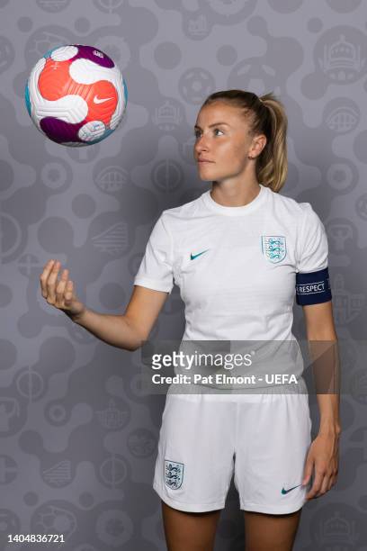 Leah Williamson of England poses for a portrait during the official UEFA Women's Euro England 2022 portrait session at St. George's on June 21, 2022...