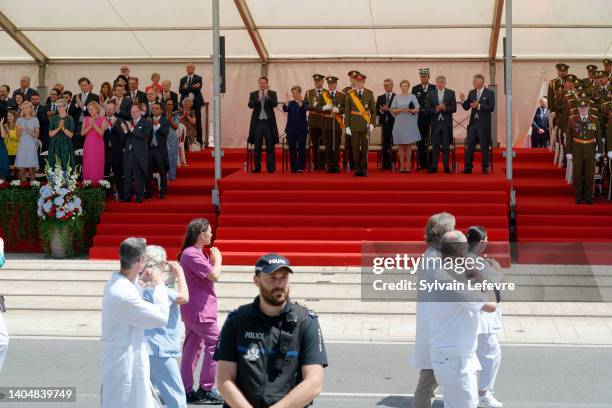 Luxembourg Prime Minister Xavier Bettel, Grand Duchess Maria Teeresa of Luxembourg, Prince Guillaume of Luxemnbourg, Grand Duke Henri of Luxembourg...