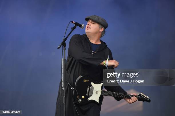 Pete Doherty of The Libertines performs on the Other stage during day three of Glastonbury Festival at Worthy Farm, Pilton on June 24, 2022 in...