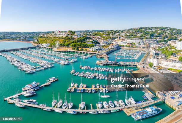 boats in torquay harbour in devon - torquay stock pictures, royalty-free photos & images