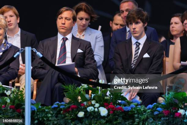 Prince Louis of Luxembourg and his son Prince Gabriel of Luxembourg participate in National Day festivities on June 22, 2022 in Luxembourg,...