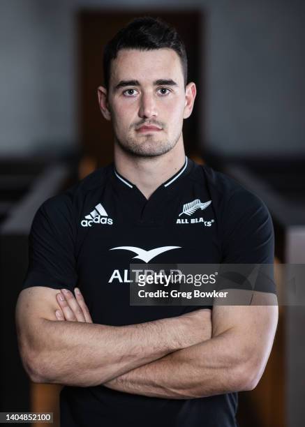 Will Jordan poses during the New Zealand All Blacks 2022 headshots session at the Park Hyatt Hotel on June 21, 2022 in Auckland, New Zealand.
