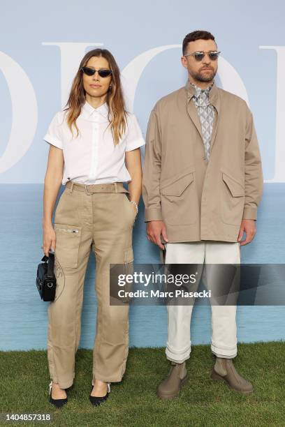 Jessica Biel and Justin Timberlake attend the Dior Homme Menswear Spring Summer 2023 show as part of Paris Fashion Week on June 24, 2022 in Paris,...