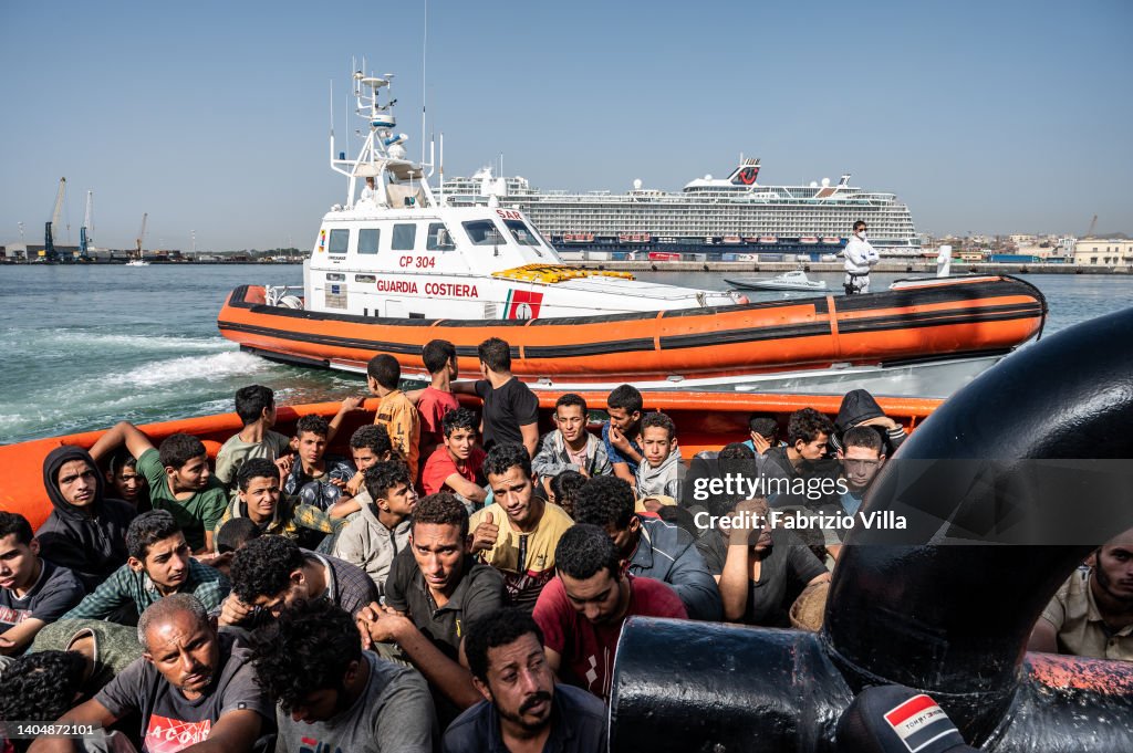 Migrants At Sea Rescued By Italian Coast Guard