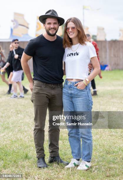 Kit Harington and Rose Leslie attend day three of Glastonbury Festival at Worthy Farm, Pilton on June 24, 2022 in Glastonbury, England.