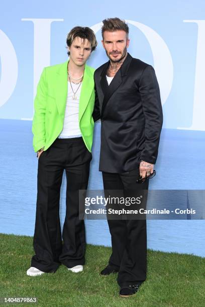 David Beckham and son Cruz Beckham attend the Dior Homme Menswear Spring Summer 2023 show as part of Paris Fashion Week on June 24, 2022 in Paris,...
