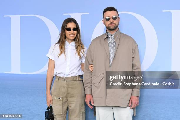 Jessica Biel and Justin Timberlake attend the Dior Homme Menswear Spring Summer 2023 show as part of Paris Fashion Week on June 24, 2022 in Paris,...