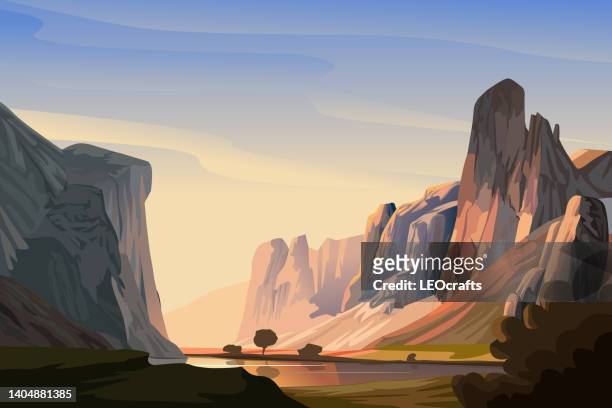 beautiful landscape/nature/hills/rocks - lush stock illustrations