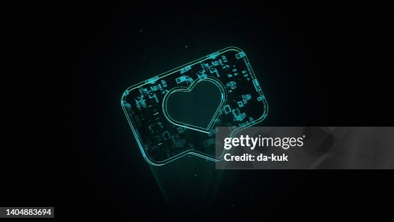 Like icon hologram on black background Like icon hologram on black background