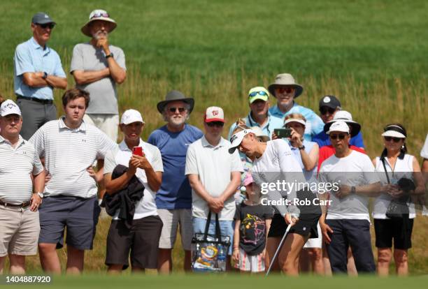 Jessica Korda of the United States chips to the 11th green during the second round of the KPMG Women's PGA Championship at Congressional Country Club...