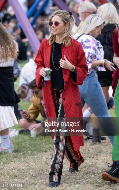 Sienna Miller attends day three of Glastonbury Festival at Worthy Farm, Pilton on June 24, 2022 in Glastonbury, England.