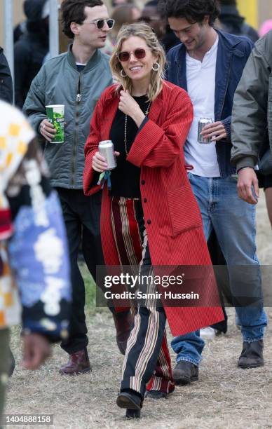 Sienna Miller attends day three of Glastonbury Festival at Worthy Farm, Pilton on June 24, 2022 in Glastonbury, England.