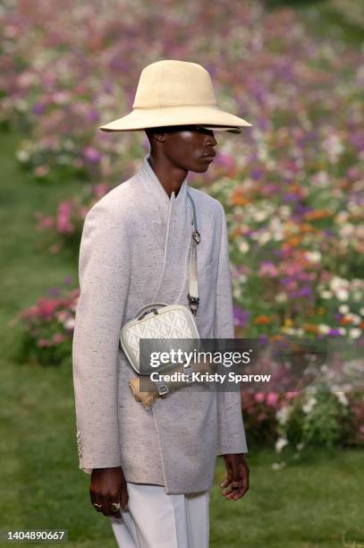 Model walks the runway during the Dior Homme Menswear Spring Summer 2023 show as part of Paris Fashion Week on June 24, 2022 in Paris, France.