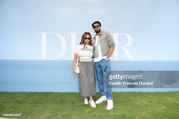 Jordyn Woods and Karl-Anthony Towns attend the Dior Homme : Photocall - Paris Fashion Week - Menswear Spring/Summer 2023 on June 24, 2022 in Paris,...