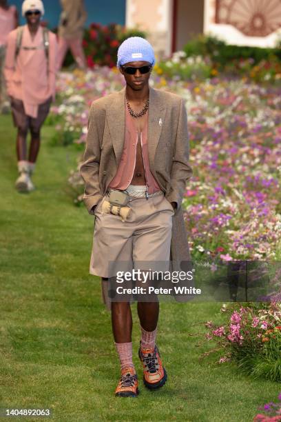 Model walks the runway during the Dior Homme Menswear Spring Summer 2023 show as part of Paris Fashion Week on June 24, 2022 in Paris, France.