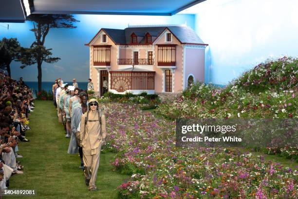 Model walks the runway during the Dior Homme Menswear Spring Summer 2023 show as part of Paris Fashion Week on June 24, 2022 in Paris, France.