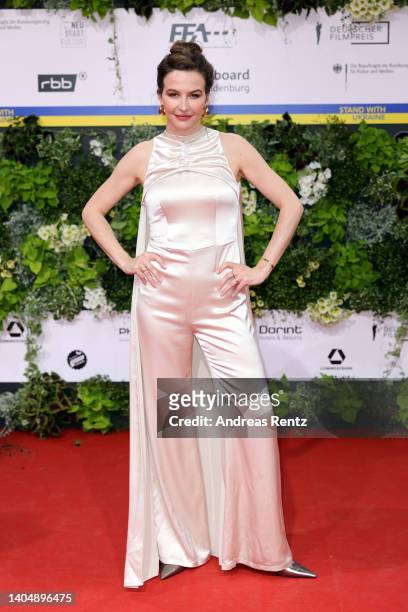 Host Katrin Bauerfeind arrives for the 72nd Lola - German Film Award at Palais am Funkturm on June 24, 2022 in Berlin, Germany.