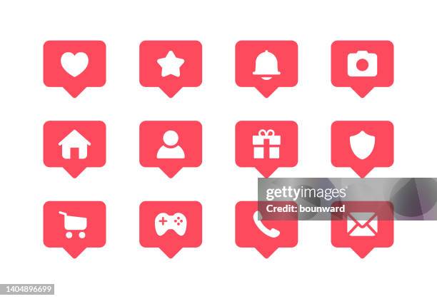social media bubble notification icons - social media followers stock illustrations