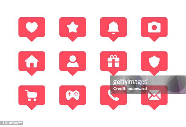 social media bubble notification icons - facebook logo 幅插畫檔、美工圖案、卡通及圖標
